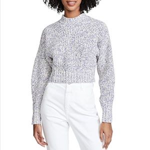 NWOT Rebecca Minkoff Blue Cropped Bowtie Sweater